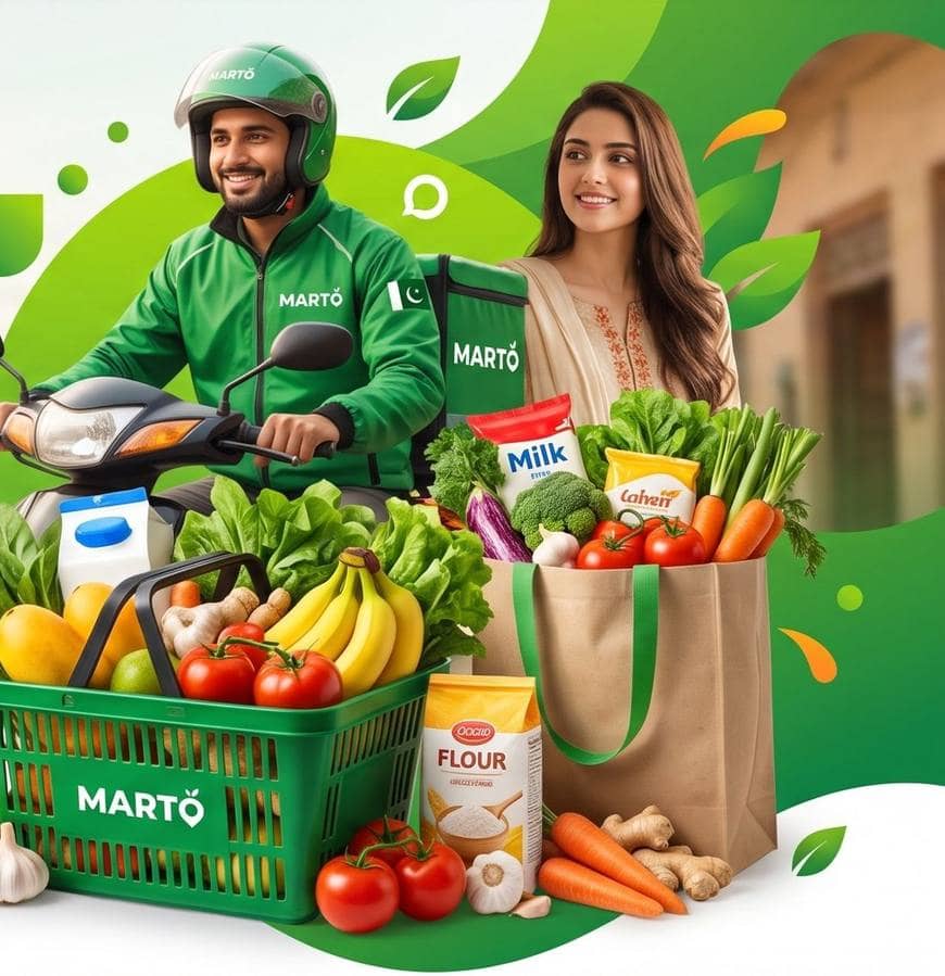 MARTO delivery rider and fresh grocery basket